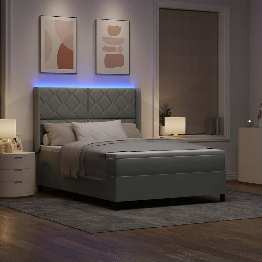 Boxspringbed met hoofdeinde Lichtgrijs 160 x 200 cm Fluweel