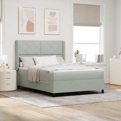 Boxspringbed met hoofdeinde Lichtgrijs 160 x 200 cm Fluweel