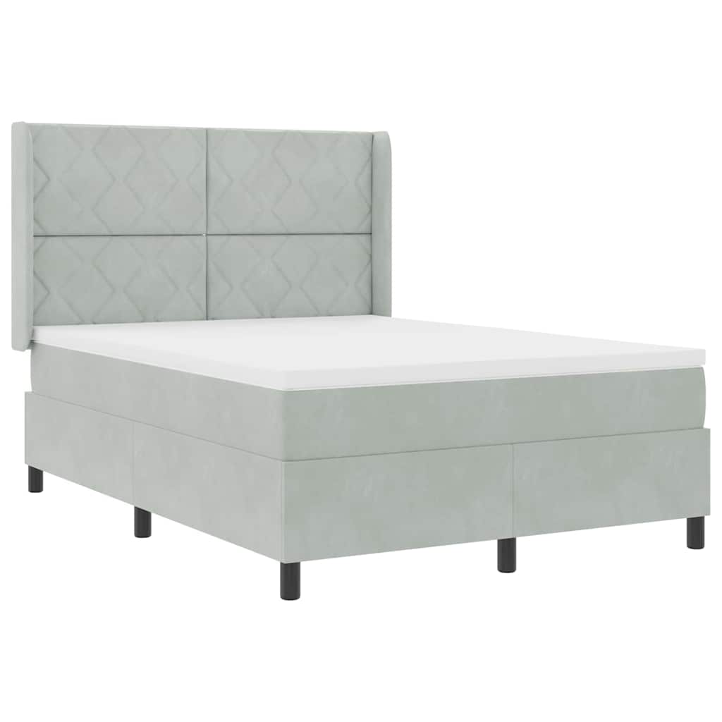 Boxspringbed met hoofdeinde Lichtgrijs 160 x 200 cm Fluweel