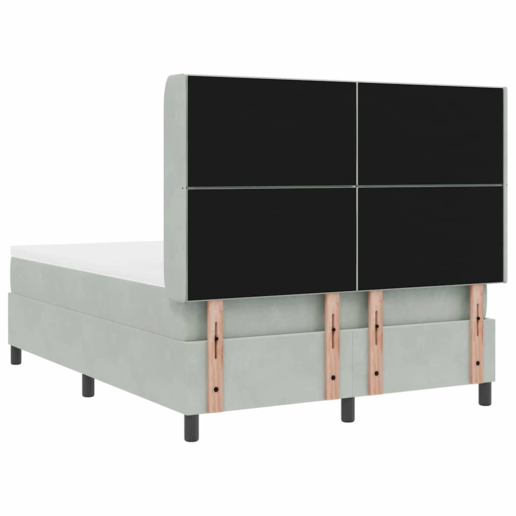 Boxspringbed met hoofdeinde Lichtgrijs 160 x 200 cm Fluweel