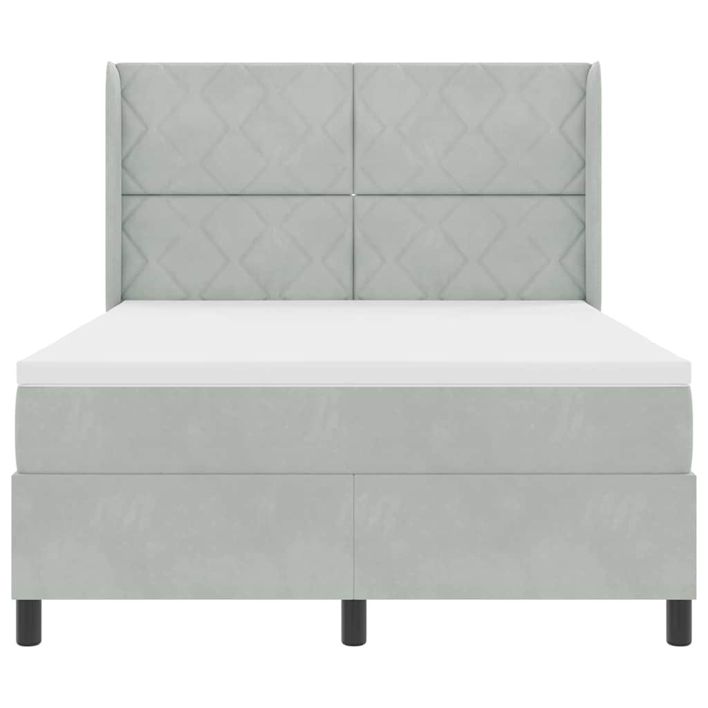 Boxspringbed met hoofdeinde Lichtgrijs 160 x 200 cm Fluweel