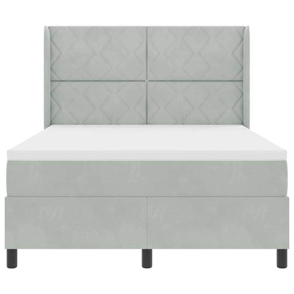 Boxspringbed met hoofdeinde Lichtgrijs 160 x 200 cm Fluweel