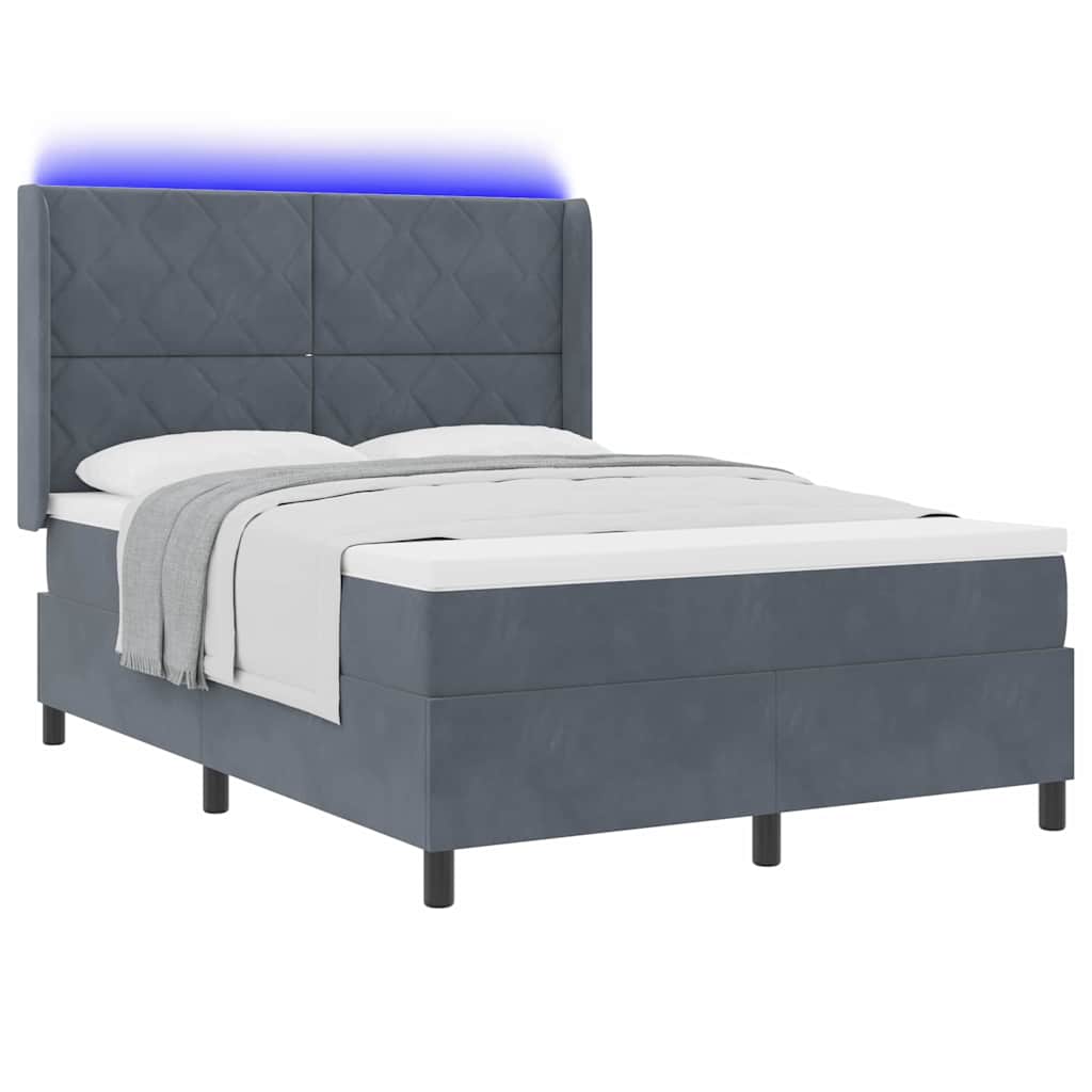 Boxspringbed met hoofdeinde Donkergrijs 160 x 200 cm Fluweel