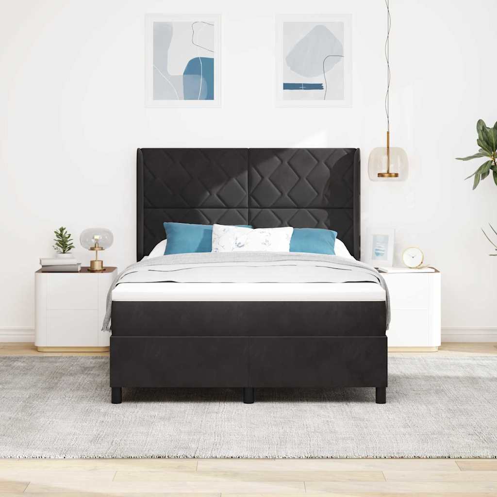 Boxspringbed met hoofdeinde Zwart 160 x 200 cm Fluweel