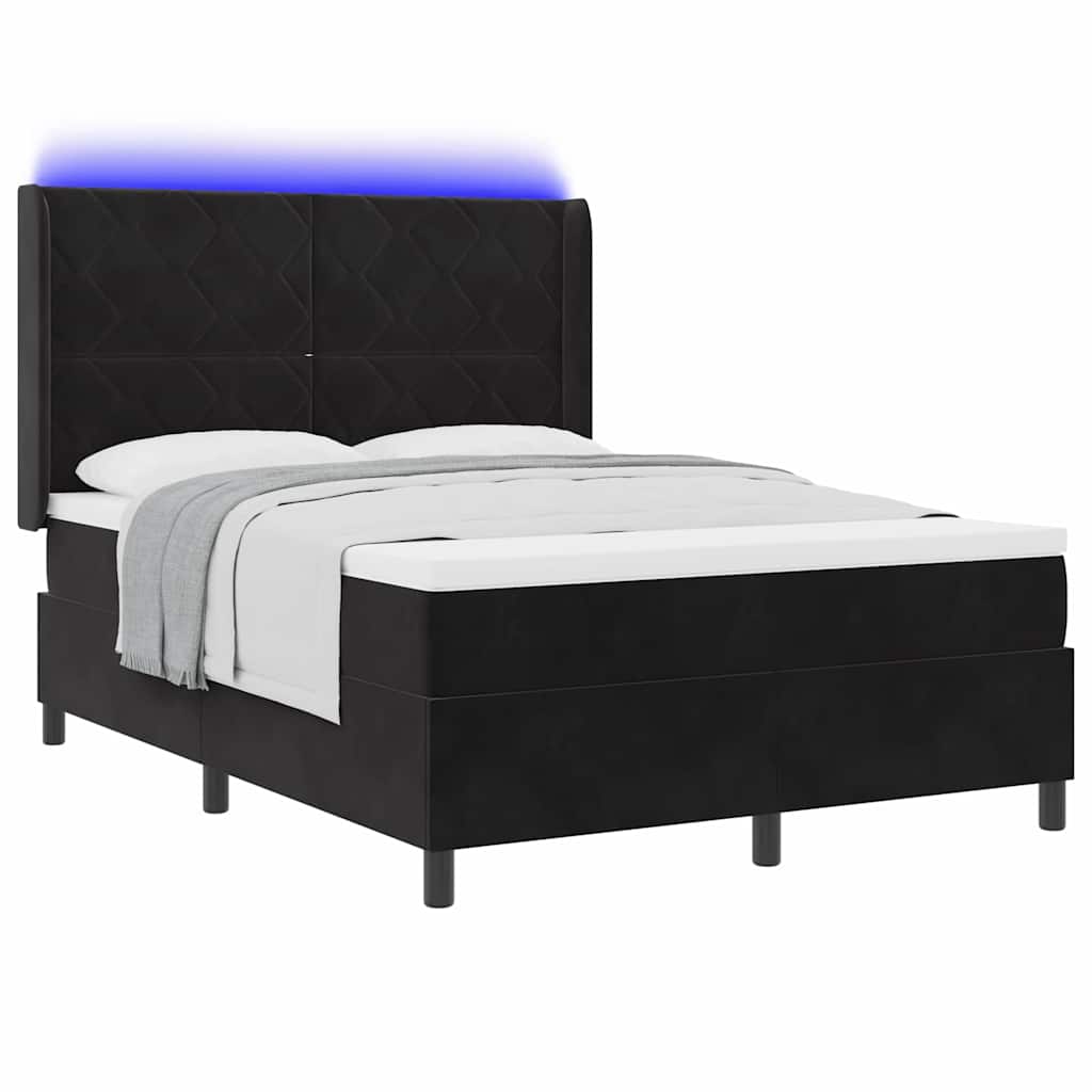 Boxspringbed met hoofdeinde Zwart 160 x 200 cm Fluweel
