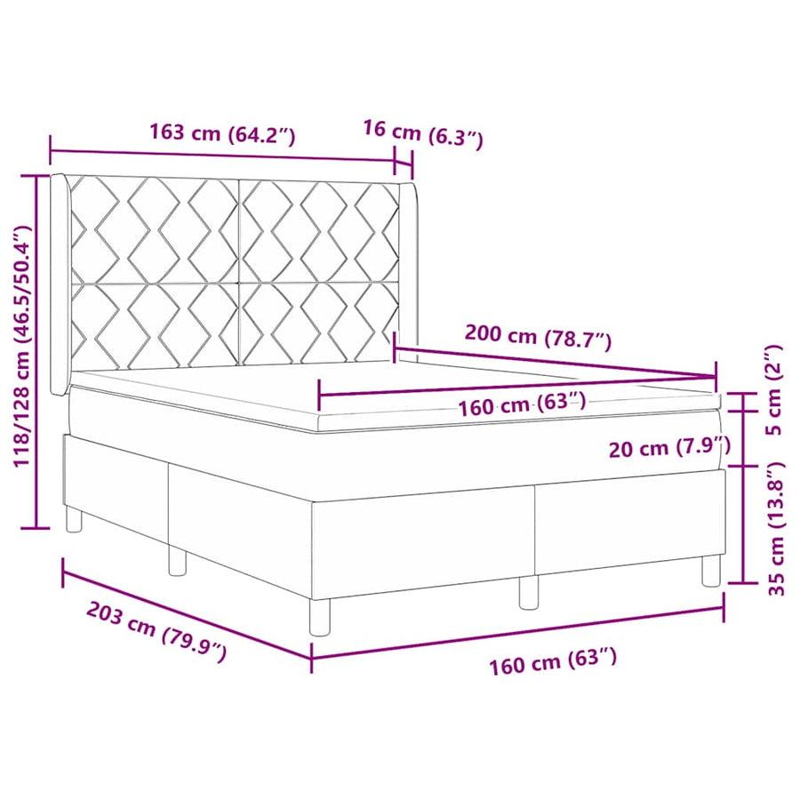 Boxspringbed met hoofdeinde Zwart 160 x 200 cm Fluweel