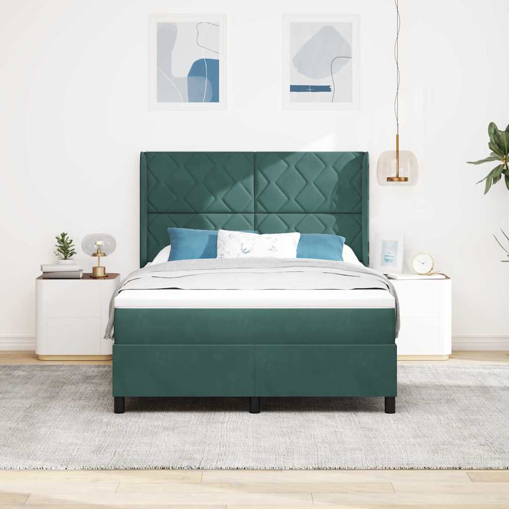 Boxspringbed met hoofdeinde Donkergroen 160 x 200 cm Fluweel