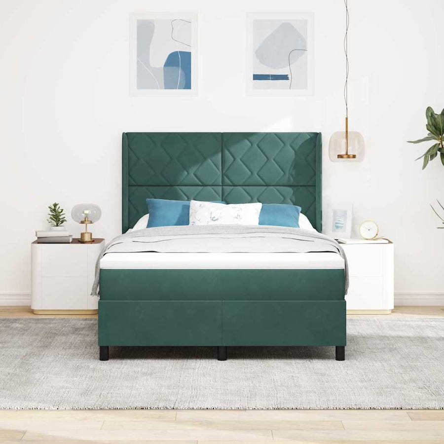 Boxspringbed met hoofdeinde Donkergroen 160 x 200 cm Fluweel
