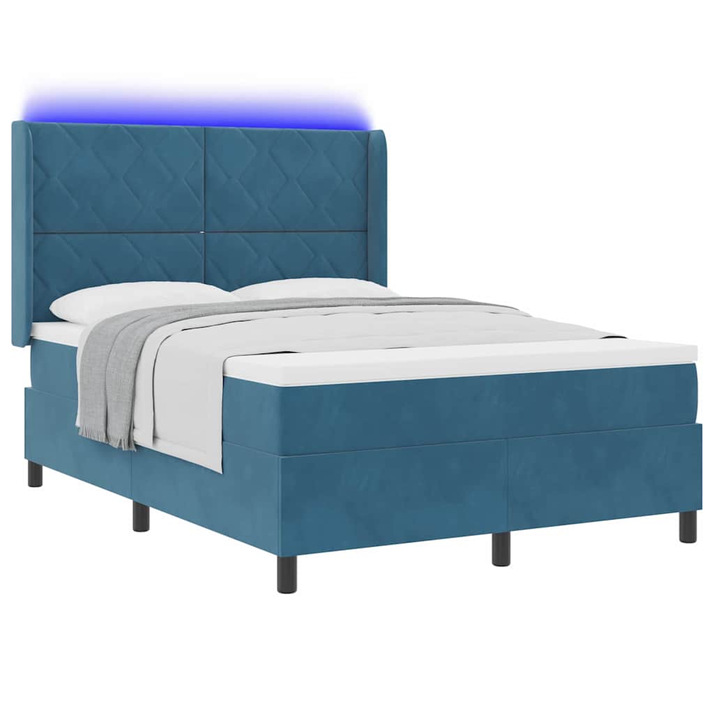 Boxspringbed met hoofdeinde Blauw 160 x 200 cm Fluweel