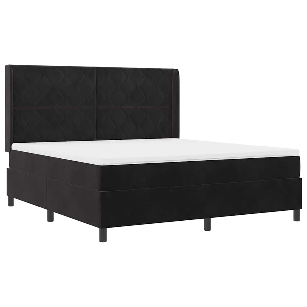 Boxspringbed met hoofdeinde Zwart 180 x 200 cm Fluweel