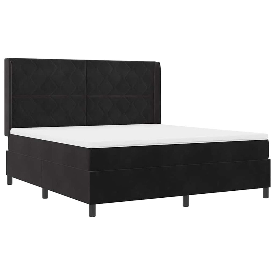 Boxspringbed met hoofdeinde Zwart 180 x 200 cm Fluweel