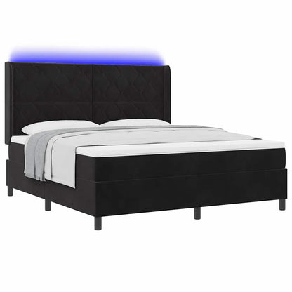 Boxspringbed met hoofdeinde Zwart 180 x 200 cm Fluweel
