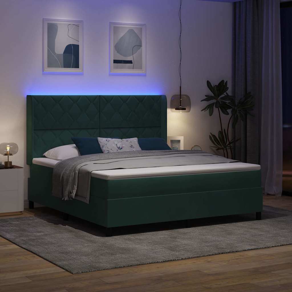 Boxspringbed met hoofdeinde Donkergroen 180 x 200 cm Fluweel