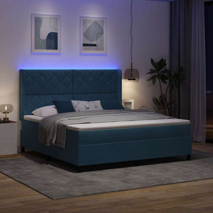 Boxspringbed Met Matras Blauw Fluweel Donkerblauw 180 x 200 cm