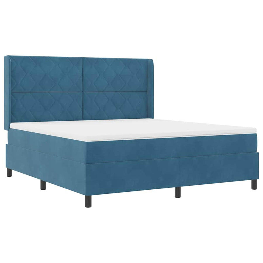 Boxspringbed Met Matras Blauw Fluweel Donkerblauw 180 x 200 cm