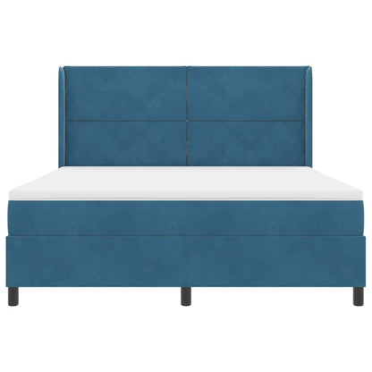 Boxspringbed Met Matras Blauw Fluweel Donkerblauw 180 x 200 cm