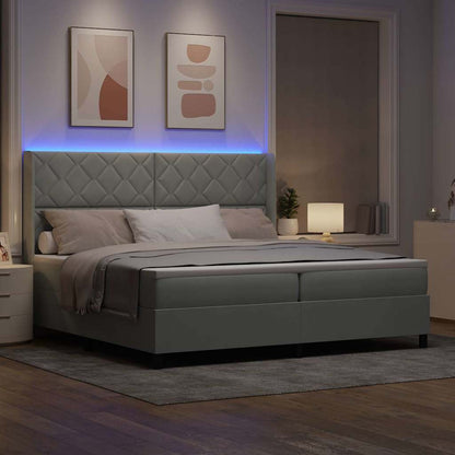Boxspringbed met hoofdeinde Lichtgrijs 200 x 200 cm Fluweel
