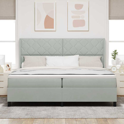 Boxspringbed met hoofdeinde Lichtgrijs 200 x 200 cm Fluweel
