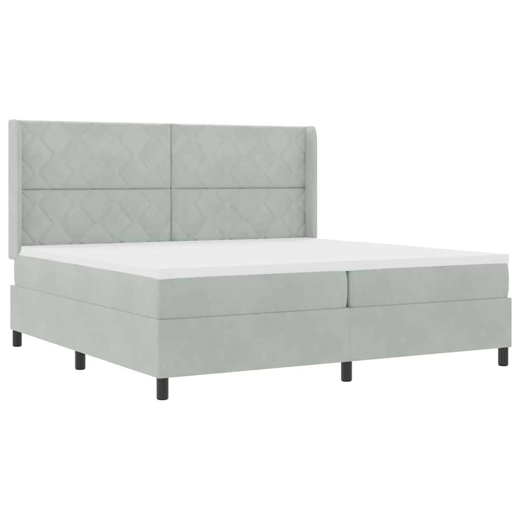 Boxspringbed met hoofdeinde Lichtgrijs 200 x 200 cm Fluweel