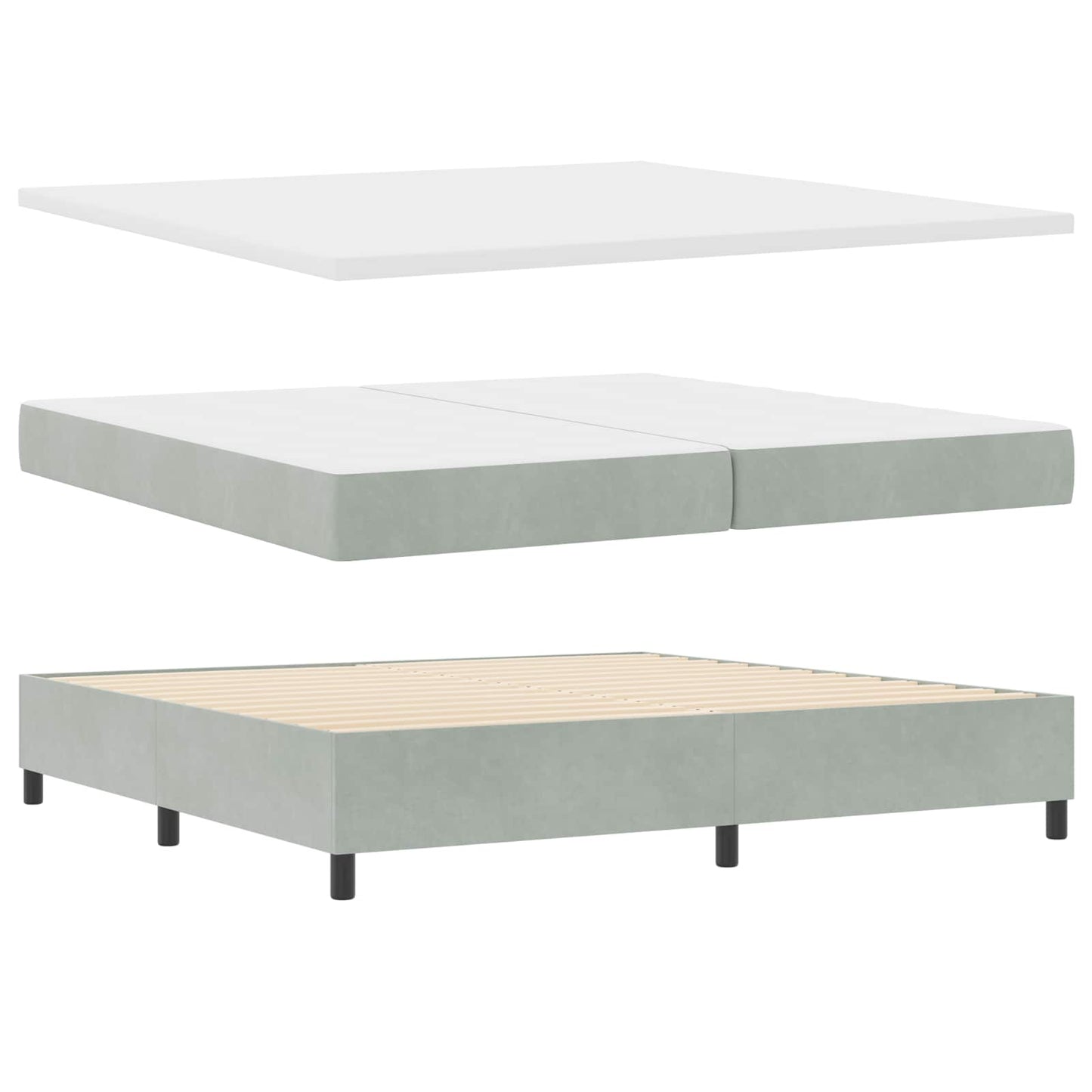 Boxspringbed met hoofdeinde Lichtgrijs 200 x 200 cm Fluweel