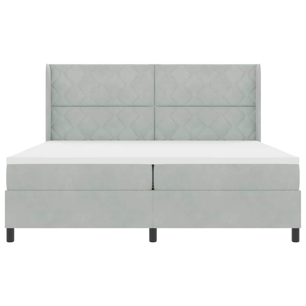 Boxspringbed met hoofdeinde Lichtgrijs 200 x 200 cm Fluweel