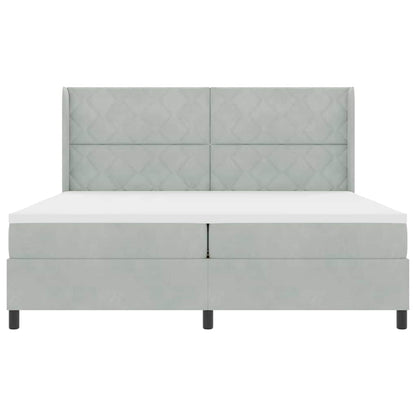 Boxspringbed met hoofdeinde Lichtgrijs 200 x 200 cm Fluweel