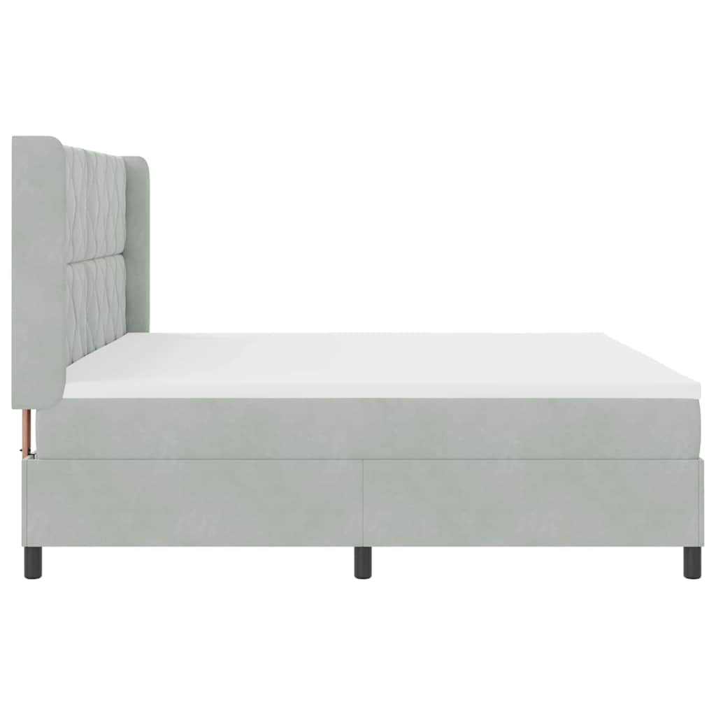 Boxspringbed met hoofdeinde Lichtgrijs 200 x 200 cm Fluweel