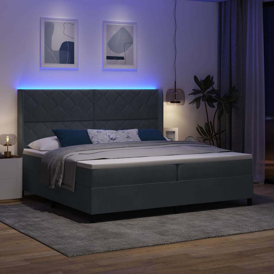 Boxspringbed met hoofdeinde Donkergrijs 200 x 200 cm Fluweel