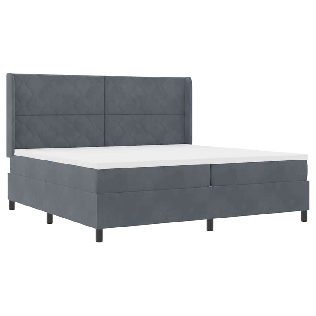 Boxspringbed met hoofdeinde Donkergrijs 200 x 200 cm Fluweel