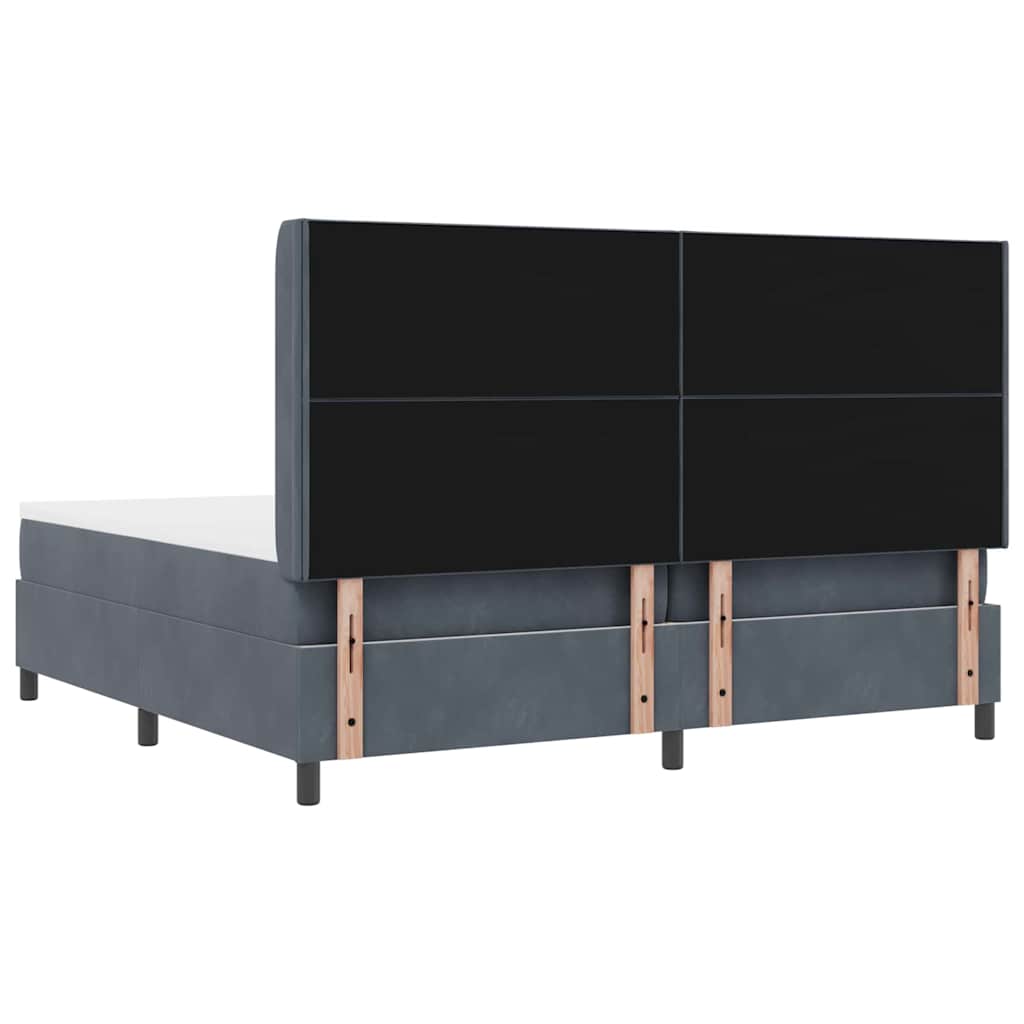 Boxspringbed met hoofdeinde Donkergrijs 200 x 200 cm Fluweel
