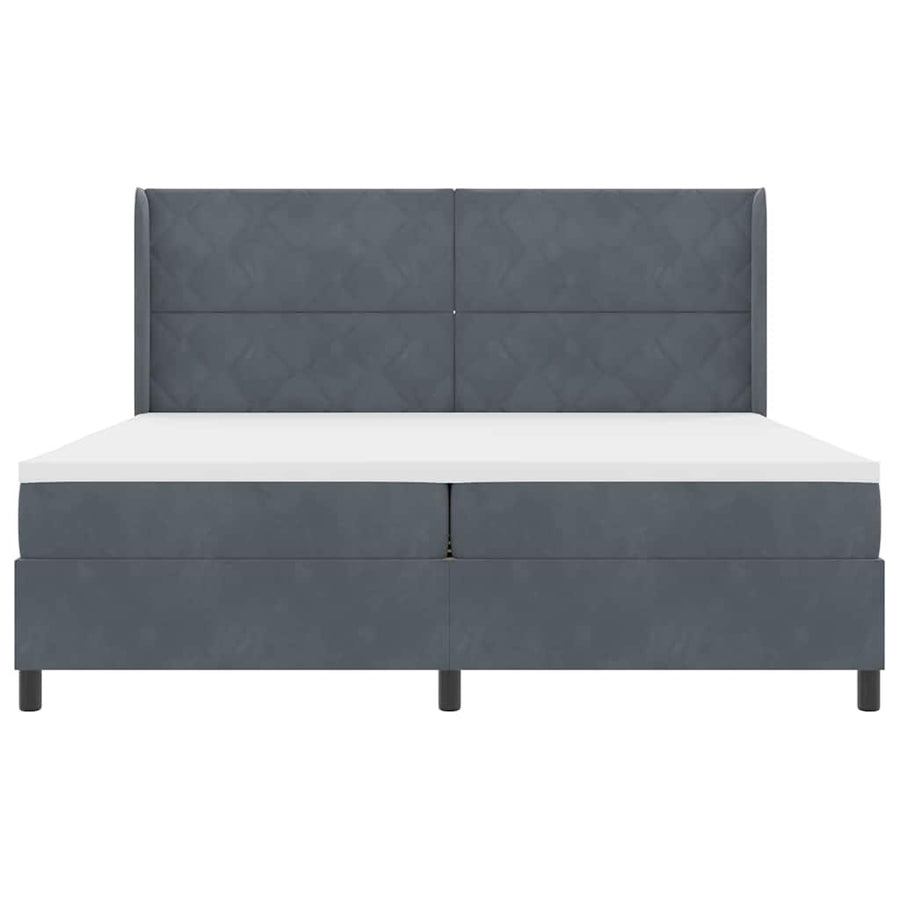 Boxspringbed met hoofdeinde Donkergrijs 200 x 200 cm Fluweel