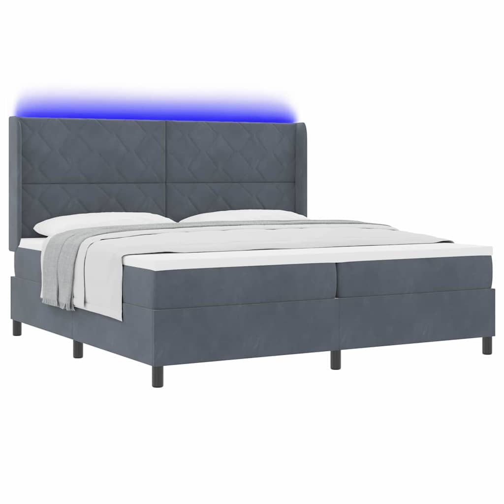 Boxspringbed met hoofdeinde Donkergrijs 200 x 200 cm Fluweel