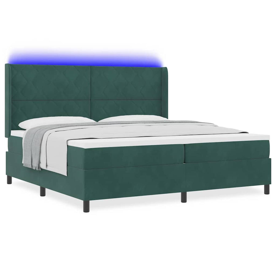 Boxspringbed met hoofdeinde Donkergroen 200 x 200 cm Fluweel