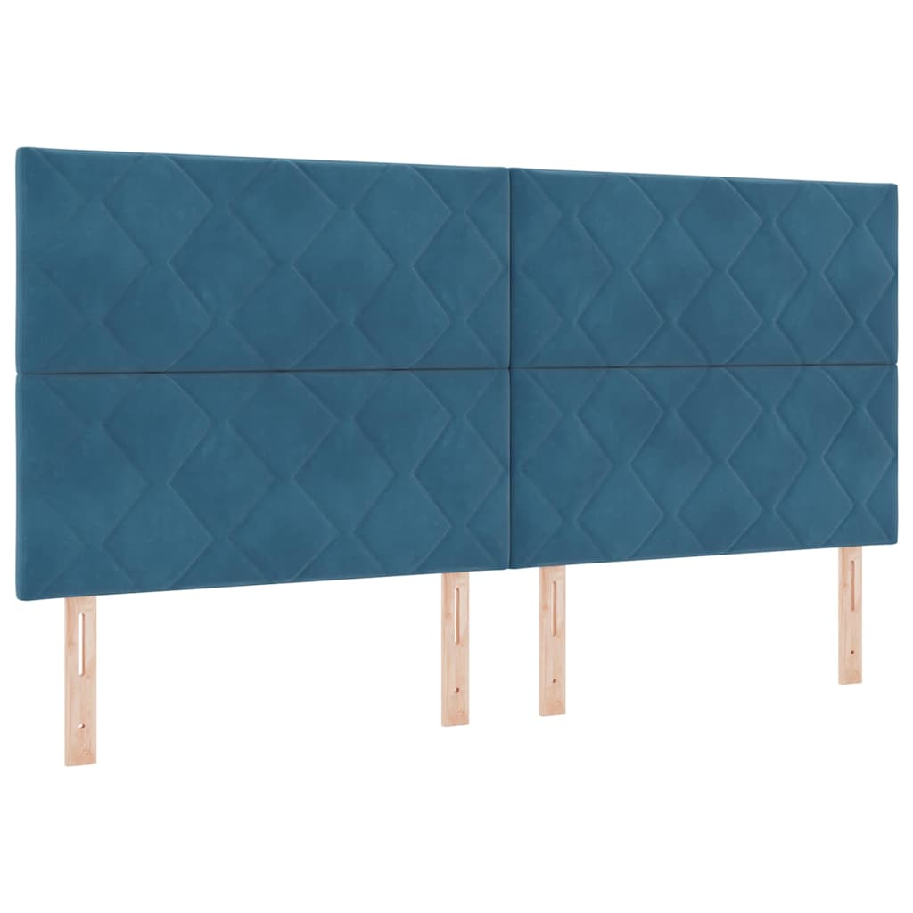 Led Boxspring Bed Met Matras Blauw Fluweel Donkerblauw 200 x 200 cm