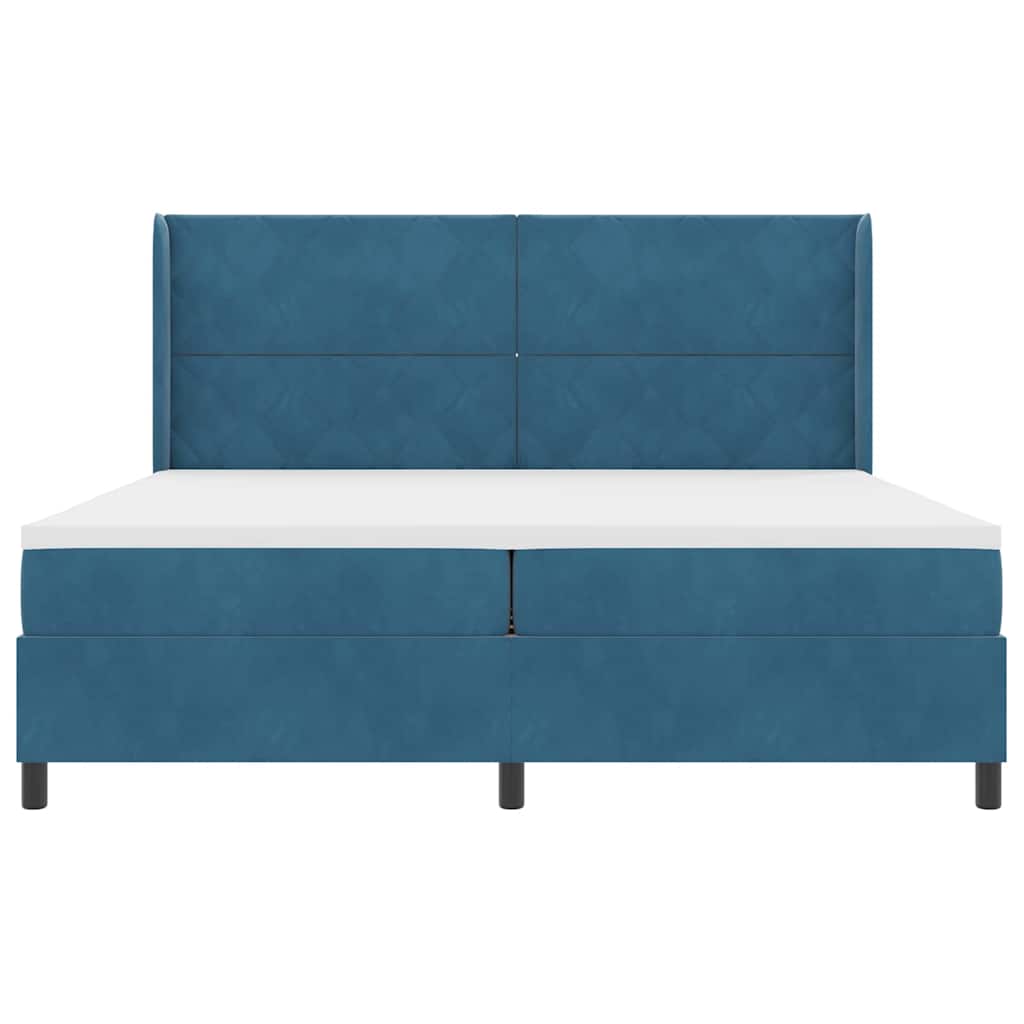 Led Boxspring Bed Met Matras Blauw Fluweel Donkerblauw 200 x 200 cm