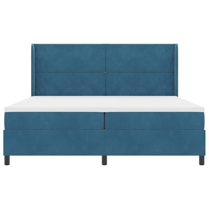 Led Boxspring Bed Met Matras Blauw Fluweel Donkerblauw 200 x 200 cm