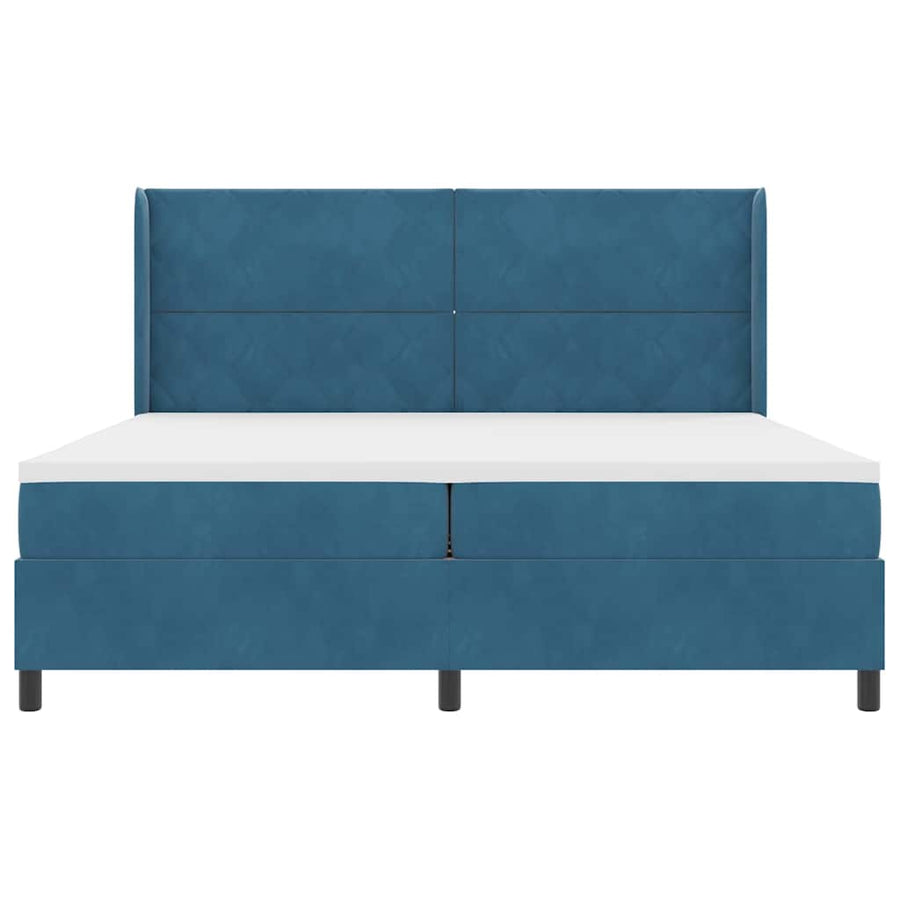 Led Boxspring Bed Met Matras Blauw Fluweel Donkerblauw 200 x 200 cm