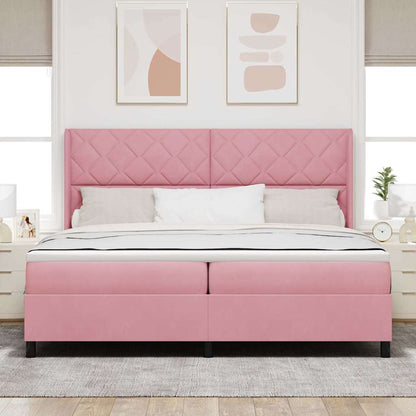 Boxspringbed met LED-stripverlichting Roze 200 x 200 cm Fluweel