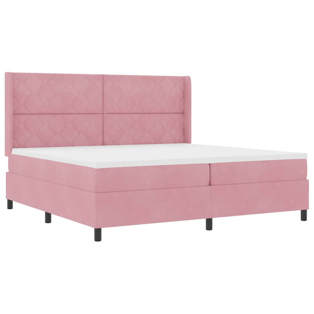 Boxspringbed met LED-stripverlichting Roze 200 x 200 cm Fluweel