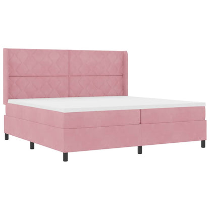Boxspringbed met LED-stripverlichting Roze 200 x 200 cm Fluweel