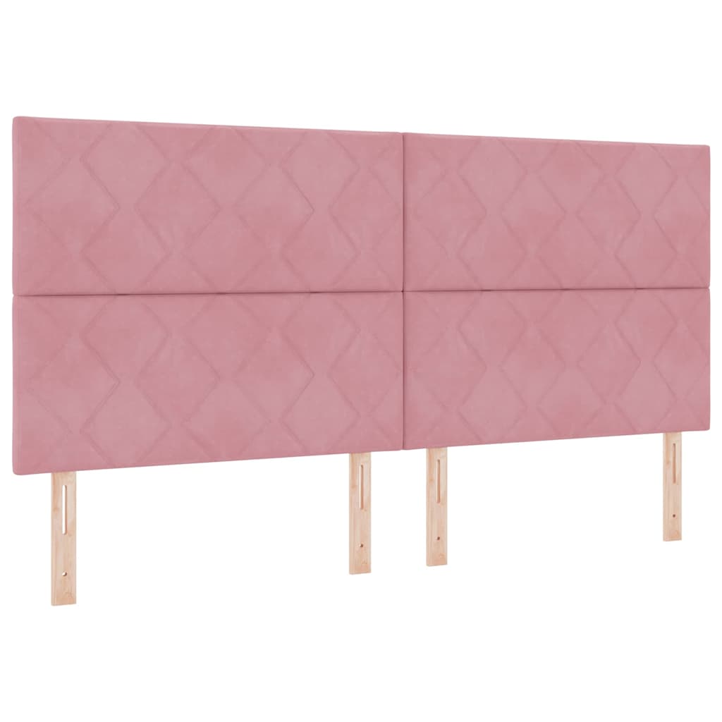 Boxspringbed met LED-stripverlichting Roze 200 x 200 cm Fluweel