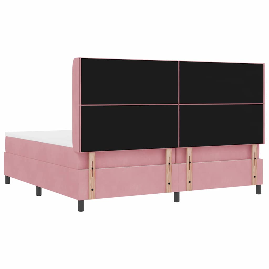 Boxspringbed met LED-stripverlichting Roze 200 x 200 cm Fluweel