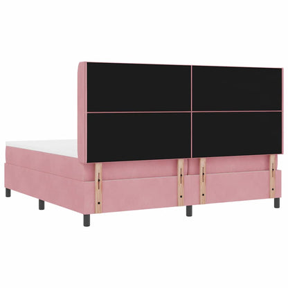 Boxspringbed met LED-stripverlichting Roze 200 x 200 cm Fluweel