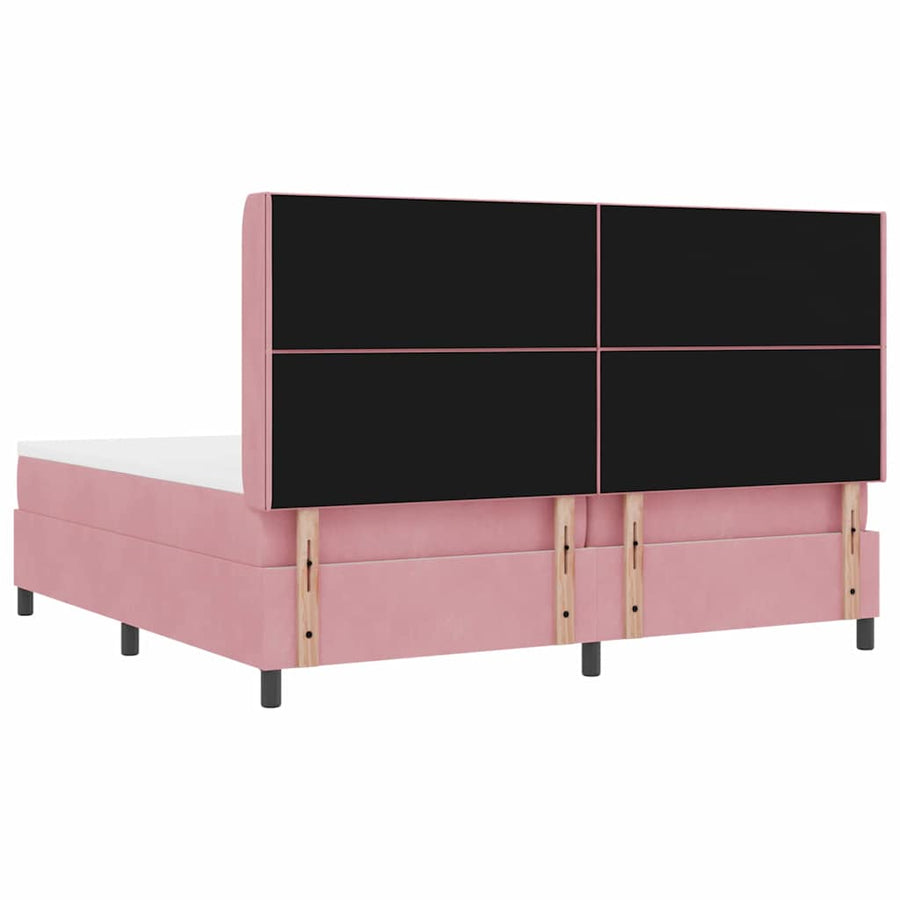 Boxspringbed met LED-stripverlichting Roze 200 x 200 cm Fluweel