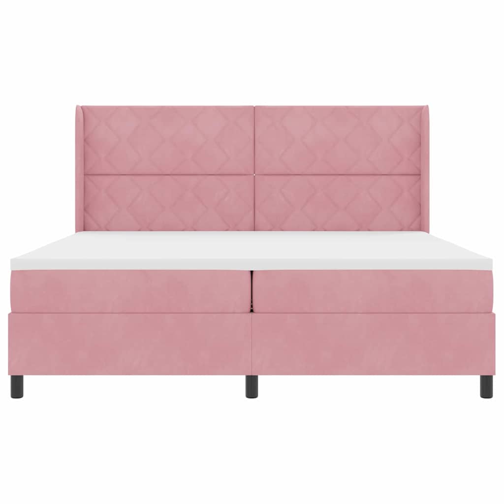 Boxspringbed met LED-stripverlichting Roze 200 x 200 cm Fluweel