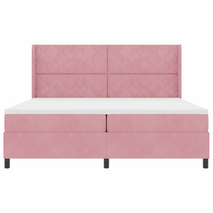 Boxspringbed met LED-stripverlichting Roze 200 x 200 cm Fluweel