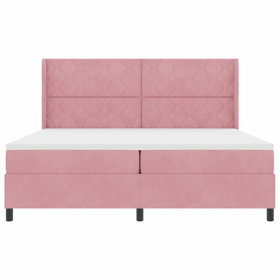 Boxspringbed met LED-stripverlichting Roze 200 x 200 cm Fluweel