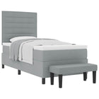 Boxspringbed lichtgrijs 90x190 cm stof
