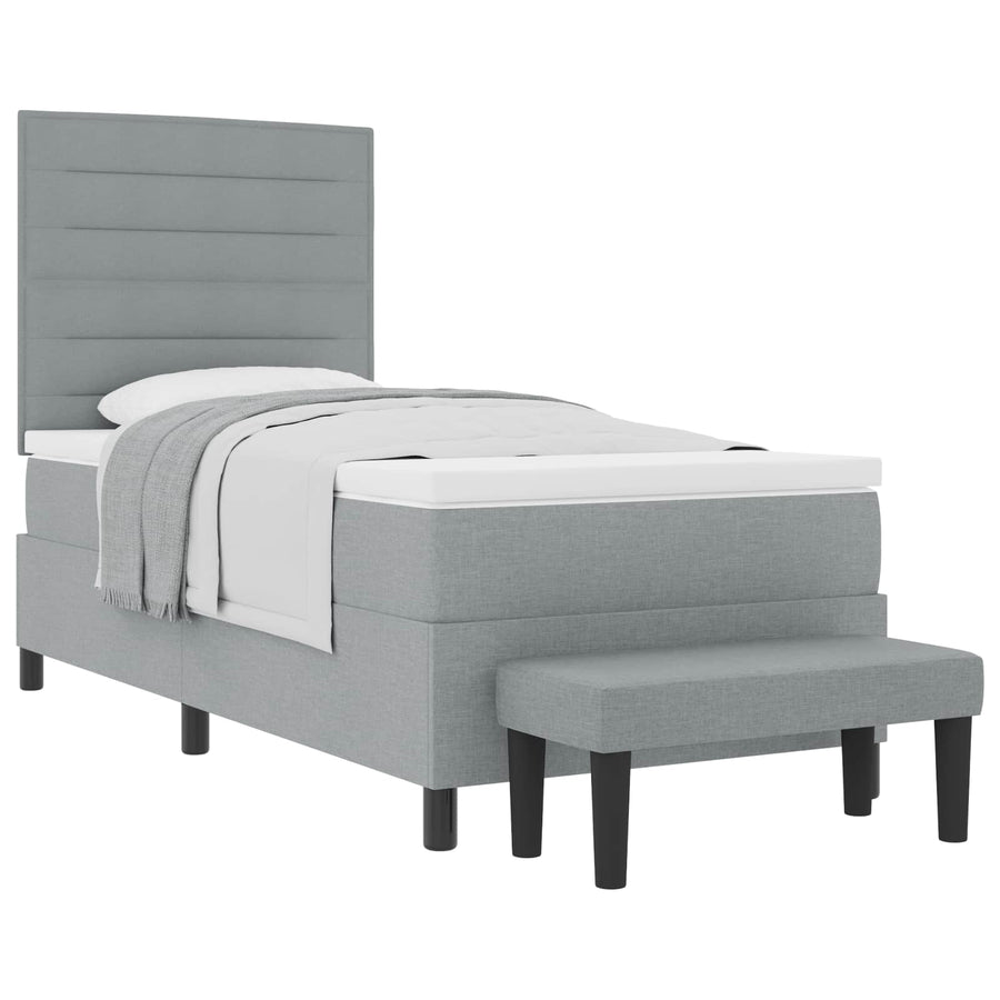 Boxspringbed met hoofdeinde Lichtgrijs 90 x 190 cm Stof