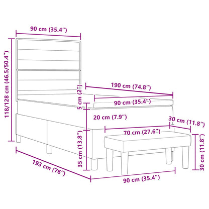Boxspringbed met hoofdeinde Lichtgrijs 90 x 190 cm Stof